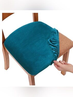 Velvet Chair Covers (4-Pack) PEACOCK BLUE